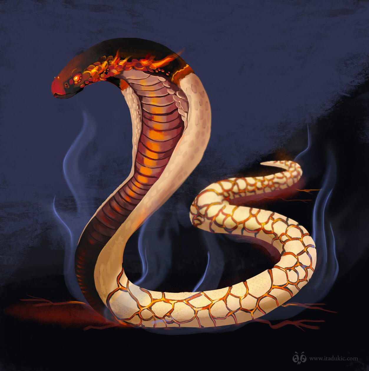 Fire Cobra Fire snake illustration for TTRPG